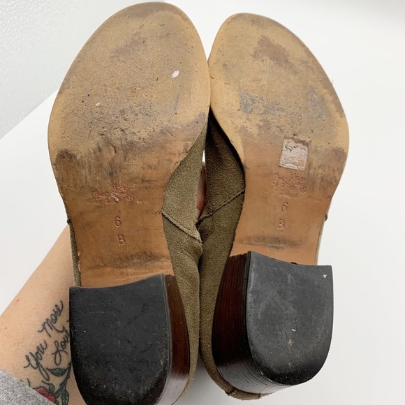 Coach Patricia Suede Ankle Booties in Fatigue/ Chestnut Size 6B - Picture 8 of 12